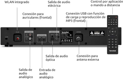 TechniSat DIGITRADIO 143 (V3) - Sintonizador HiFi de Radio por Internet (Radio Digital Dab+, transmisión de Audio Bluetooth, Spotify Connect, Antena de Lanzamiento, Control Remoto, Ancho de 43,5 cm)