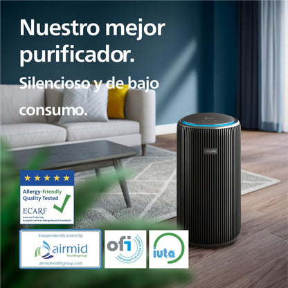 Purificador de aire Serie 4200, HEPA NanoProtect + doble filtro de carbón activo, CADR 600m³/h para 156m², ultra silencioso, inteligente y de bajo consumo (AC4221/11)