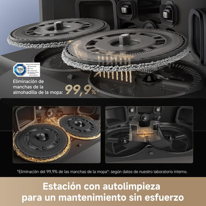 DREAME L40s Pro Ultra Aspiradora Robot, 19.000 Pa, Cepillo Doble HyperStream, Acceso a Altura de 4 cm, Cepillo Lateral Extensible y Elevable, Limpieza con Mopa de Agua Tibia a 75 °C, Autolimpieza 3.0