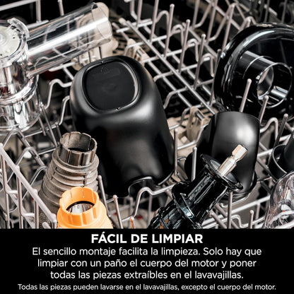 Ninja Licuadora de prensado en frío con jarra de 700 ml y recipiente para pulpa de 1,1 l para zumos y bebidas saludables, compacto, partes desmontables aptas para lavavajillas, gris, JC151EU