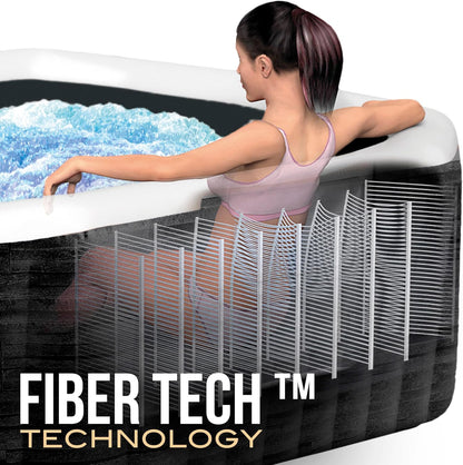 Intex Spa hinchable cuadrado Greystone Deluxe 4 personas, 175x175x71 cm, Calentador 2.200 W, Burbujas aire caliente, Clorador salino, Depuradora con filtro S2 (1.741 l/h), Accesorios incluidos (55093)
