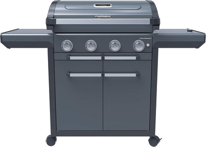 Campingaz Barbacoa de gas Serie 4 Premium S, parrilla de gas con 4 quemadores de acero inoxidable de 13,6 kW, 1 quemador lateral, tapa, termómetro, InstaClean Aqua, sistema modular culinario, cocina