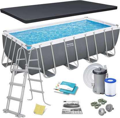 Bestway Juego de Piscina Rectangular de 16' x 8' x 48"/4.88 m x 2.44 m x 1.22 m