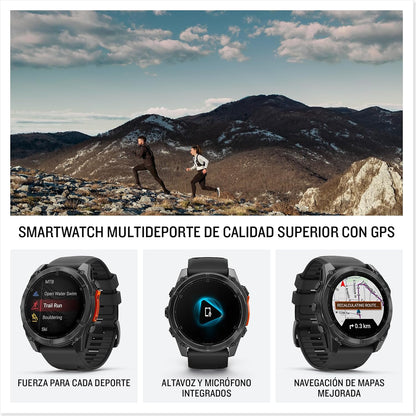 Garmin fēnix 8-51mm - Reloj de Alto Rendimiento GPS Multideporte con Pantalla táctil AMOLED, Linterna LED, Altavoz y micrófono Integrados, Mapas y hasta 29 días de autonomía, Negro