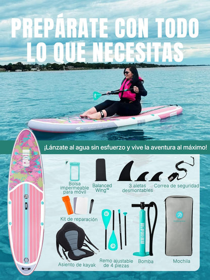 Niphean Tabla Paddle Surf Hinchable para Adultos con Todos los Accesorios, 320cm Paddle Surf Hinchable para Todos los Niveles, Sup Capacidad 200kg para 2 Personas, Stand up Paddle Board con Asiento