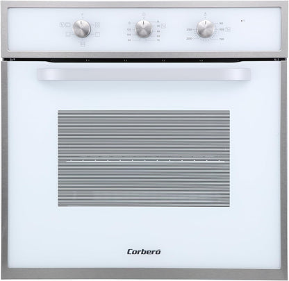 Corberó - Horno convección 70L | CCHM603W | 60x60x58 cm |Convencional con 4 Programas | Luz Interior | Limpieza Hidrólisis | Puerta Doble Cristal | 2100W | Blanco perfil Inox