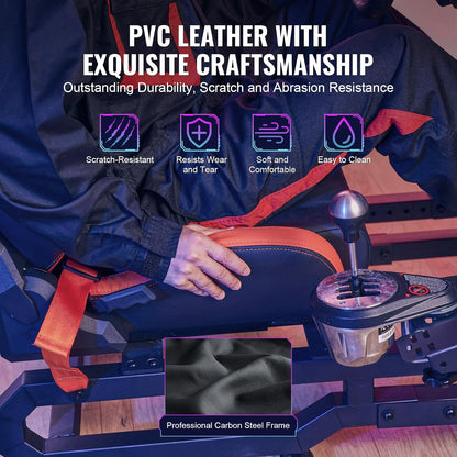 Soporte para Volante de Carreras VEVOR con Ruedas para Logitech G923/G920/G29, Cabina de simulador de conducción de Acero Resistente, Thrustmaster T248P, Soporte para Volante y Pedal Ajustables