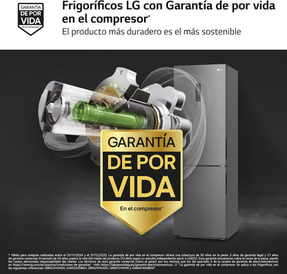 GBP61DSXGC - Frigorífico Combi No Frost, Congelador, Compresor Smart Inverter, Color Inox Antihuellas, 186 cm, 341 l