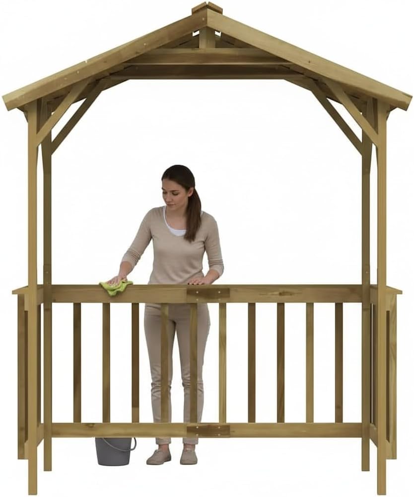 Pabellón para Barbacoa de Madera de Pino impregnada, 163,5x93x210 cm, caseta de jardín de Madera con Techo Inclinado, pérgola para barbacoas al Aire Libre y Fiestas en el jardín.