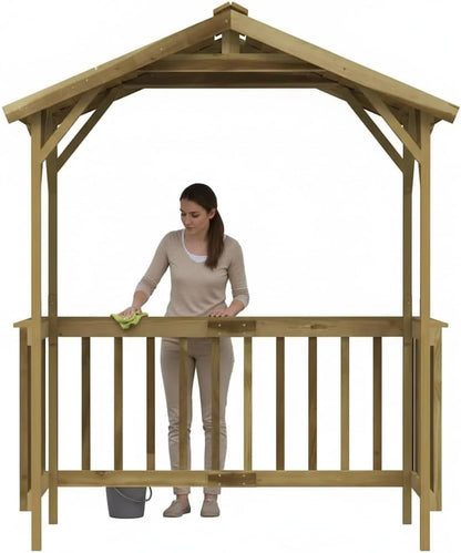 Pabellón para Barbacoa de Madera de Pino impregnada, 163,5x93x210 cm, caseta de jardín de Madera con Techo Inclinado, pérgola para barbacoas al Aire Libre y Fiestas en el jardín.
