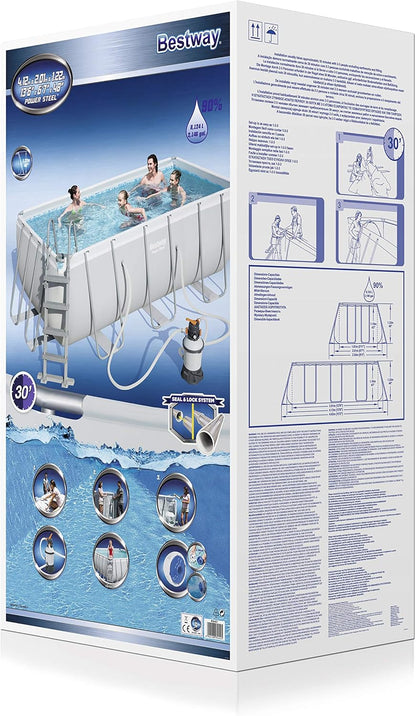 Bestway 56457 - Piscina Desmontable Tubular Power Steel 412x201x122 cm Depuradora de arena de 3.028 litros/hora