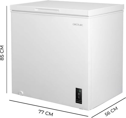Cecotec Congelador Horizontal 198L Bolero CoolMarket Chest 198P White E. Cesta con Asas, Control Electrónico LED, UltraContact D-Cool, Dual Function, Puerta ZeroG (80º-30º), Fast Freezing, Compacto