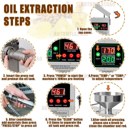 Prensa Aceite Oliva Automática De 820W, Maquina Cortar Aceitunas En Frío Y Caliente para El Hogar, Extractor De Aceite Eléctrico para Aceitunas, Cacahuetes, Sésamo, Soja Y Nueces