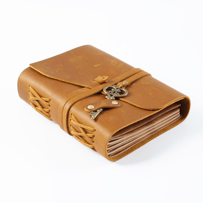 Handmade Crazy Horse Leather Journal with Vintage Key