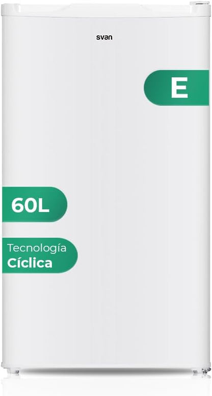 Svan Congelador Vertical Blanco SCV85502E. Capacidad 60 Litros, Puerta Reversible, Bajo nivel Sonoro, Eficiencia Energética Clase E
