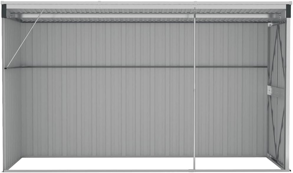 Caseta adosada Antracita, 118x288x178 cm, de Acero galvanizado, caseta de jardín metálica con Suelo, fijada a la Pared, cobertizo para Herramientas y Muebles de jardín.
