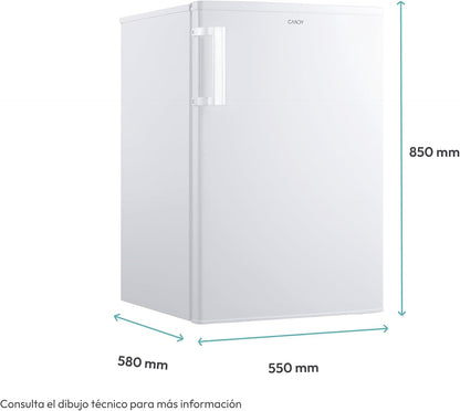 Candy CCTOS 544WHN Frigorífico Mini con Congelador, Bajo Encimera, 40DB, Capacidad 109L, Cajón Verdulero, Temperatura Regulable, Luz LED, Puerta Reversible, Alto 85cm, Blanco