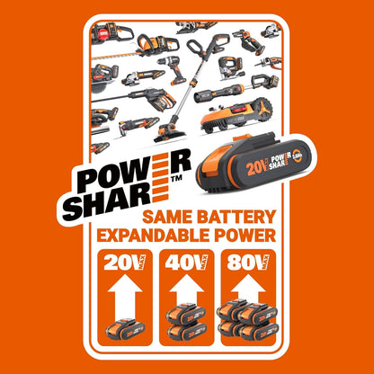 WORX Aspirador de Hojas 40V Máx. 2x20V | WG583E | PowerShare |Incluye 2 baterías y Cargador Doble |2 en 1 Recoger y aspirar – Bolsa de 35 L | Incluye Toberas | Ligero
