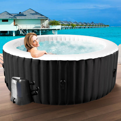 Hot Tub hinchable para 4 personas, 2400 W interior/exterior, piscina de spa de invierno, con 120 chorros de aire, protección contra heladas, 799 litros, a prueba de fugas, ahorro de energía