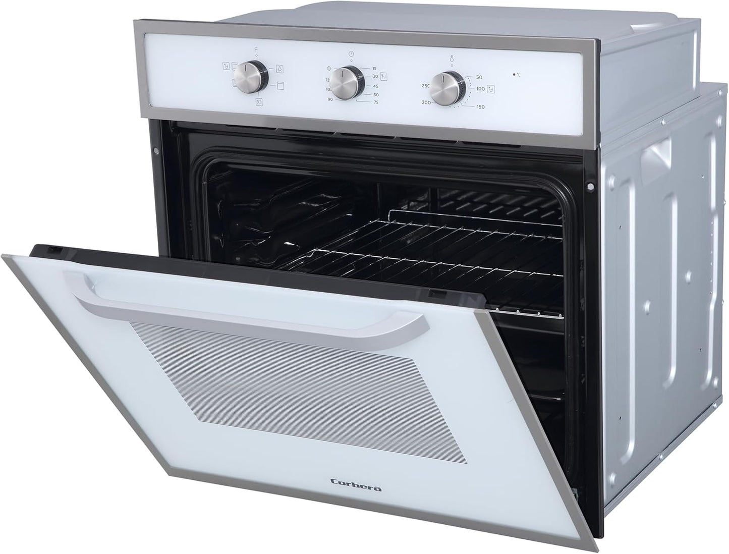 Corberó - Horno convección 70L | CCHM603W | 60x60x58 cm |Convencional con 4 Programas | Luz Interior | Limpieza Hidrólisis | Puerta Doble Cristal | 2100W | Blanco perfil Inox