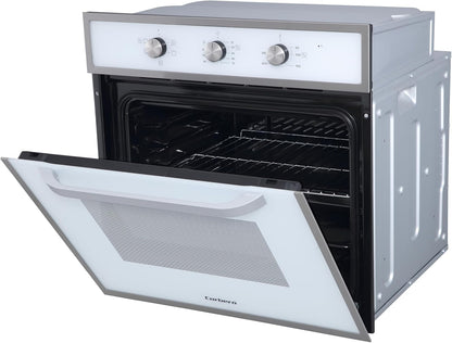 Corberó - Horno convección 70L | CCHM603W | 60x60x58 cm |Convencional con 4 Programas | Luz Interior | Limpieza Hidrólisis | Puerta Doble Cristal | 2100W | Blanco perfil Inox