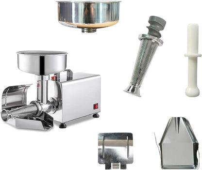 Prensa eléctrica de tomates y colador, procesador de alimentos comercial de acero inoxidable para salsa y jugo, 220 V