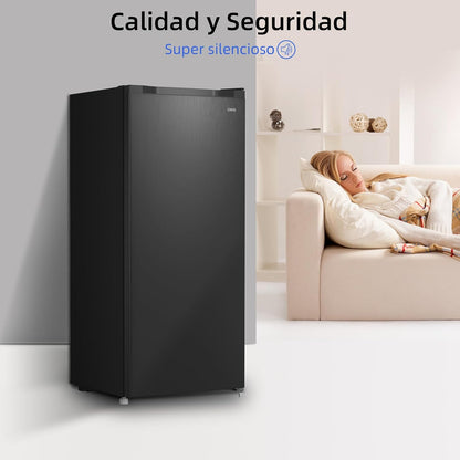 Congelador vertical independiente CHiQ, 145L de capacidad, congelación rápida, termostato ajustable, silencioso, puerta reversible, negro, clasificación energética E