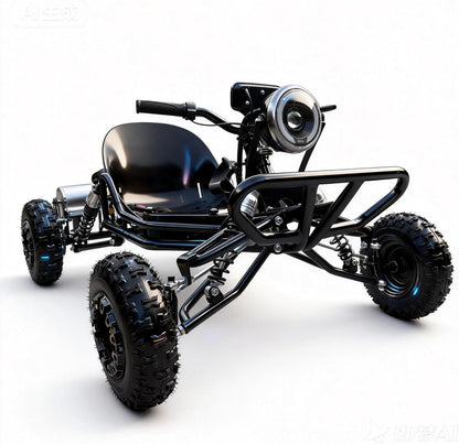 Kart Eléctrico 48V para Adultos y Niños - Motor 2000W (12-37 mph), Llantas Todo Terreno 6'', Batería 10.4Ah (Autonomía 12+ Millas), Capacidad 200 kg, 3 Modos de Velocidad, Luces LED