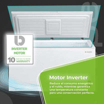 Aspes Congelador Horizontal Blanco ACHH4500EDC. Capacidad 418 Litros, Dual Cooling, 2 Cestas, Bajo Nivel Sonoro, Eficiencia Energética Clase E