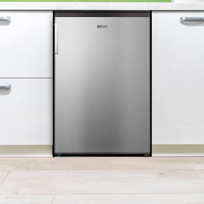 Svan Congelador vertical Inox SCV855500EX. Capacidad 85 Litros, Puerta Reversible, Bajo nivel Sonoro, Eficiencia Energética Clase E