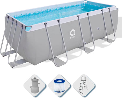 Avenli Suelo Piscina Rectangular con Estructura, 2343 Liters, Gris, 400 x 207 x 122 cm