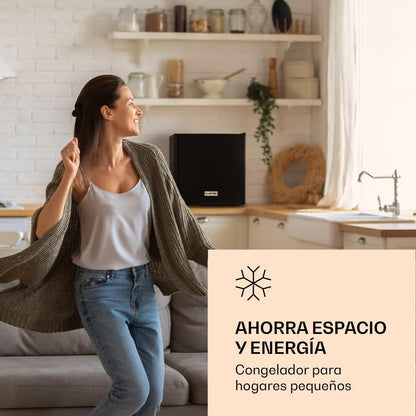 Klarstein Congelador Vertical No Frost 33l, Portátil para Casa y Oficina, Bajo Consumo con Estante y Rascador, Bajo Encimera