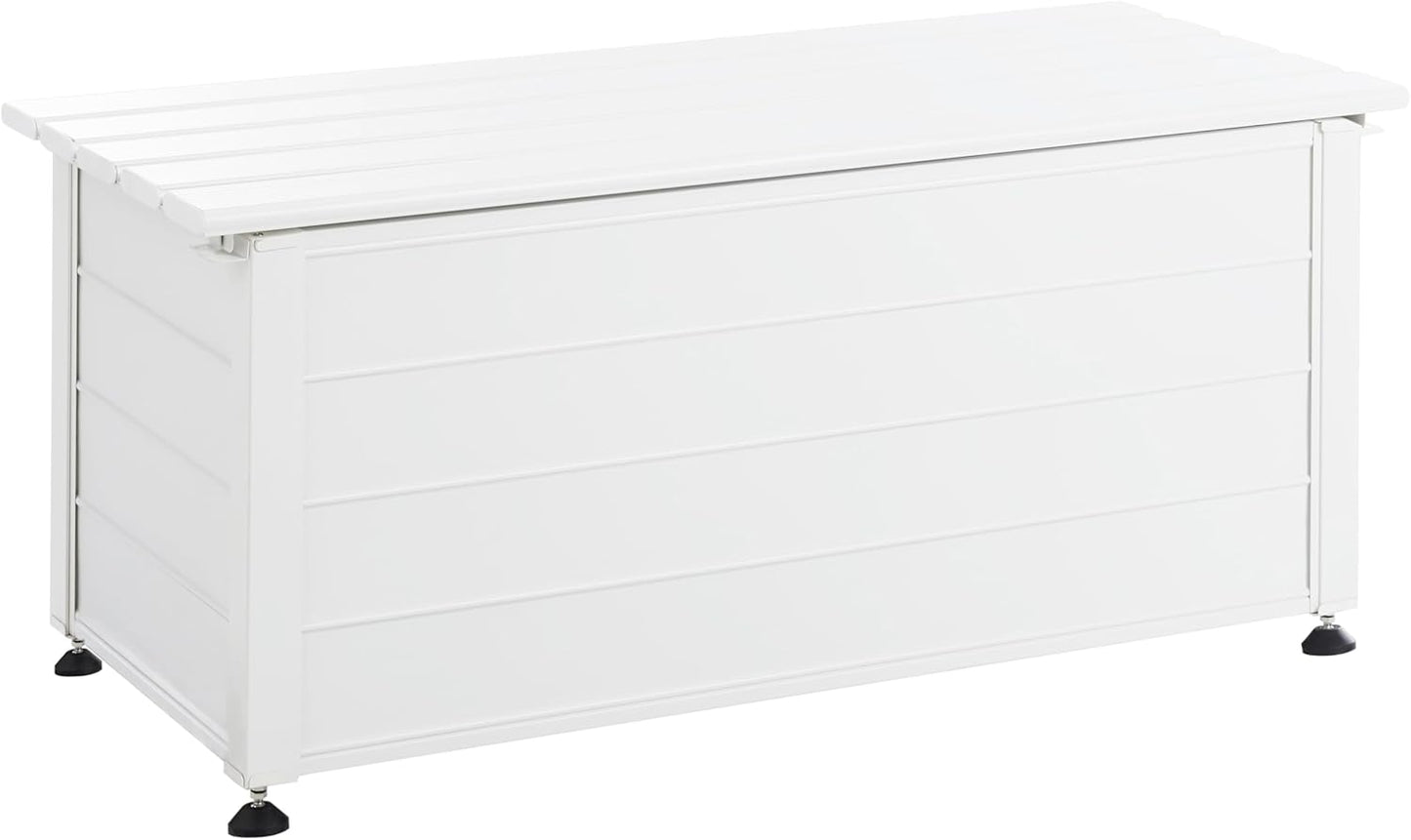 Beliani Arcón para exterior de aluminio mueble de almacenaje de jardín blanco 113 x 50 cm Campalto