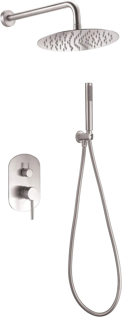 IMEX - Ducha Exterior Pared Acero Inoxidable | Ducha de Jardín Empotrable Exterior para Pared de Acero S.316 | Conjunto de Grifería con Agua Fría y Caliente para Piscina con Alcachofa | Serie Moscú