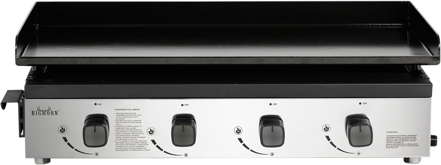 BIGHORN Plancha Grill - Barbacoa de gas – Tabletop – Portátil – 4 Quemadores
