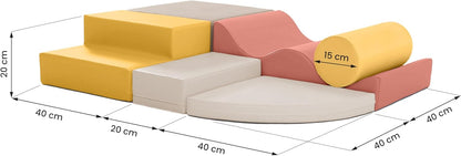 IGLU Soft Play Explorer Toboganes Infantiles Bloques Psicomotricidad Infantil Parque Montessori Juego de 6 Espuma Educativos para Niños Escalada Bebe (Pastel Autumn)