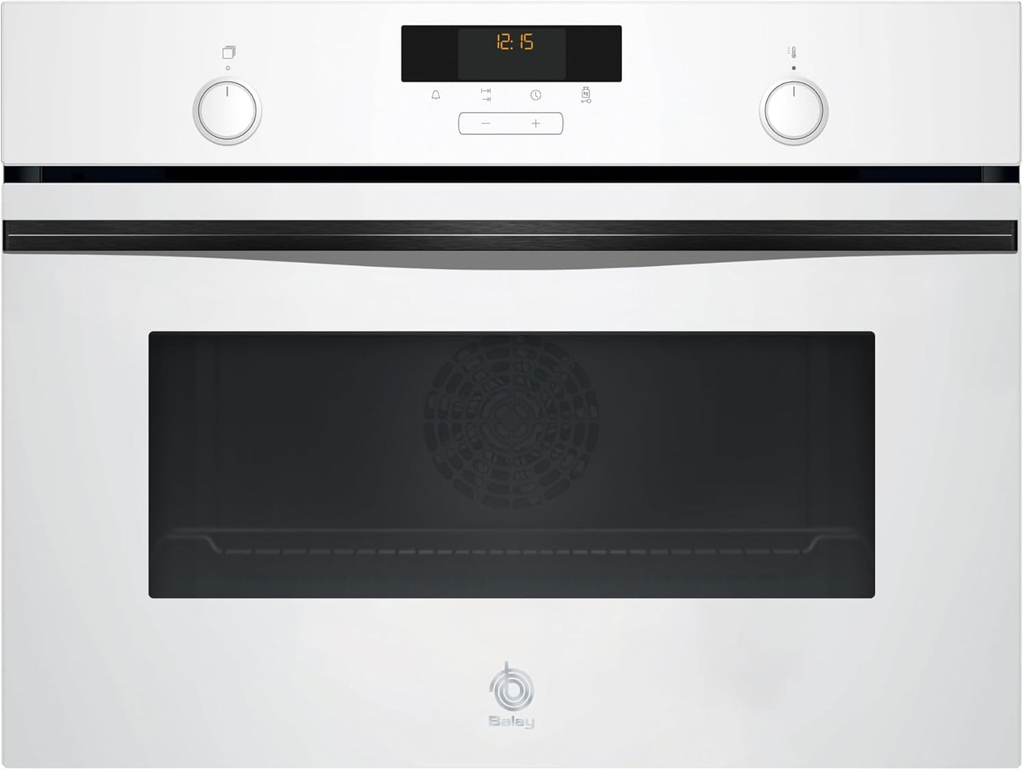 Balay - Horno compacto, 45 cm, Aire Caliente 3D, Aqualisis, Raíles Flex, Cristal blanco, 3CB5159B3