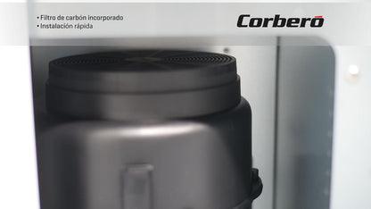 Corberó - Campana Decorativa | NYASA9000B | 90 cm | 3 Velocidades, Control Touch, Caudal 1000 m3/h | Cristal Negro