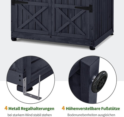 M MCombo Armario de jardín caseta de jardín de Madera Resistente a la Intemperie, Armario Exterior Impermeable con Suelo, para Uso Exterior balcón, 74×99×193 cm (Gris Antracita)