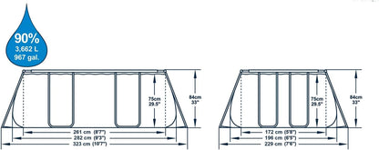 BESTWAY 56629C - Piscina Desmontable Tubular Power Steel 282x196x84 cm con Depuradora Cartucho 1.249 L/H