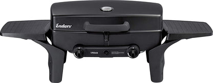 Enders Urban Barbacoa de gas portátil, barbacoa de sobremesa, Parrilla Gas 2 Quemadores con Tapa, Termómetro y Estantes Laterales Abatibles, BBQ Gas para camping jardín exterior, 30 mbar #209533