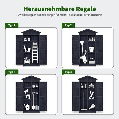 M MCombo Armario de jardín caseta de jardín de Madera Resistente a la Intemperie, Armario Exterior Impermeable con Suelo, para Uso Exterior balcón, 74×99×193 cm (Gris Antracita)