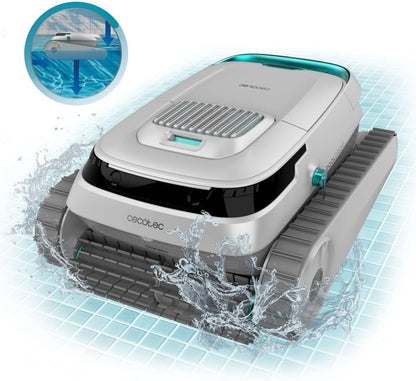 Cecotec Robot Limpiapiscinas para Fondos, Paredes y Línea de Flotación Conga Pooldroid 5000 TotalClean Pearl. Superficies 100m2, Pendiente Máx 90º, Limpieza Ordenada, Autonomía 100min, Capacidad 4L