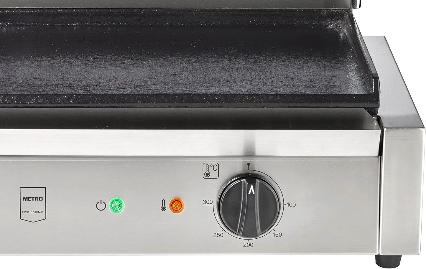METRO Professional Plancha con Panini grill GPG1202, acero inoxidable, 43 x 36 x 20 cm, temperatura hasta 300°C, 45 paninis cada 60 minutos, plata