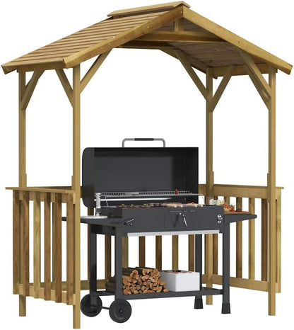 Pabellón para Barbacoa de Madera de Pino impregnada, 163,5x93x210 cm, caseta de jardín de Madera con Techo Inclinado, pérgola para barbacoas al Aire Libre y Fiestas en el jardín.