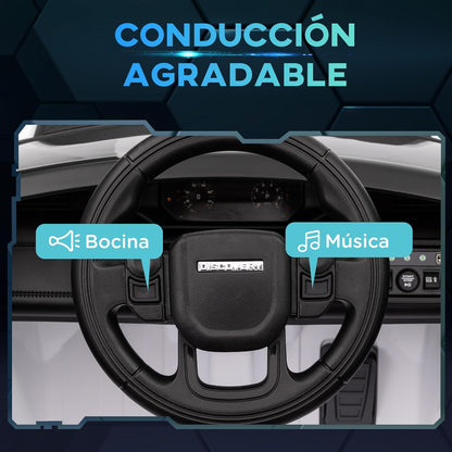 AIYAPLAY Coche Eléctrico para Niños de +3 Años con Licencia Land Rover Discovery Sport Carro Eléctrico Infantil con Batería 12V Mando a Distancia Arranque Lento Faros Bocina y Música Blanco