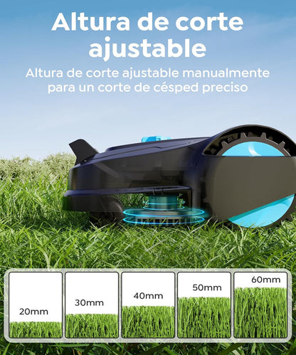 M800Plus Robot Cortacésped sin Cable Perimetral, 800 m², Posicionamiento GPS + Visión IA, Robot Cortacésped sin Cables, Modo de Corte en U, Detección de 150 Obstáculos, Carga Automática, App