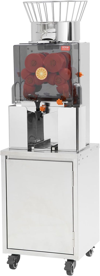 VEVOR Exprimidor de Cítricos Eléctrico 120 W Extractor de Zumo de Naranja Comercial Automático con Filtro Extraíble Cubo de Recolección de Cáscaras y Grifo para Restaurantes, Cafeterías, Fruterías
