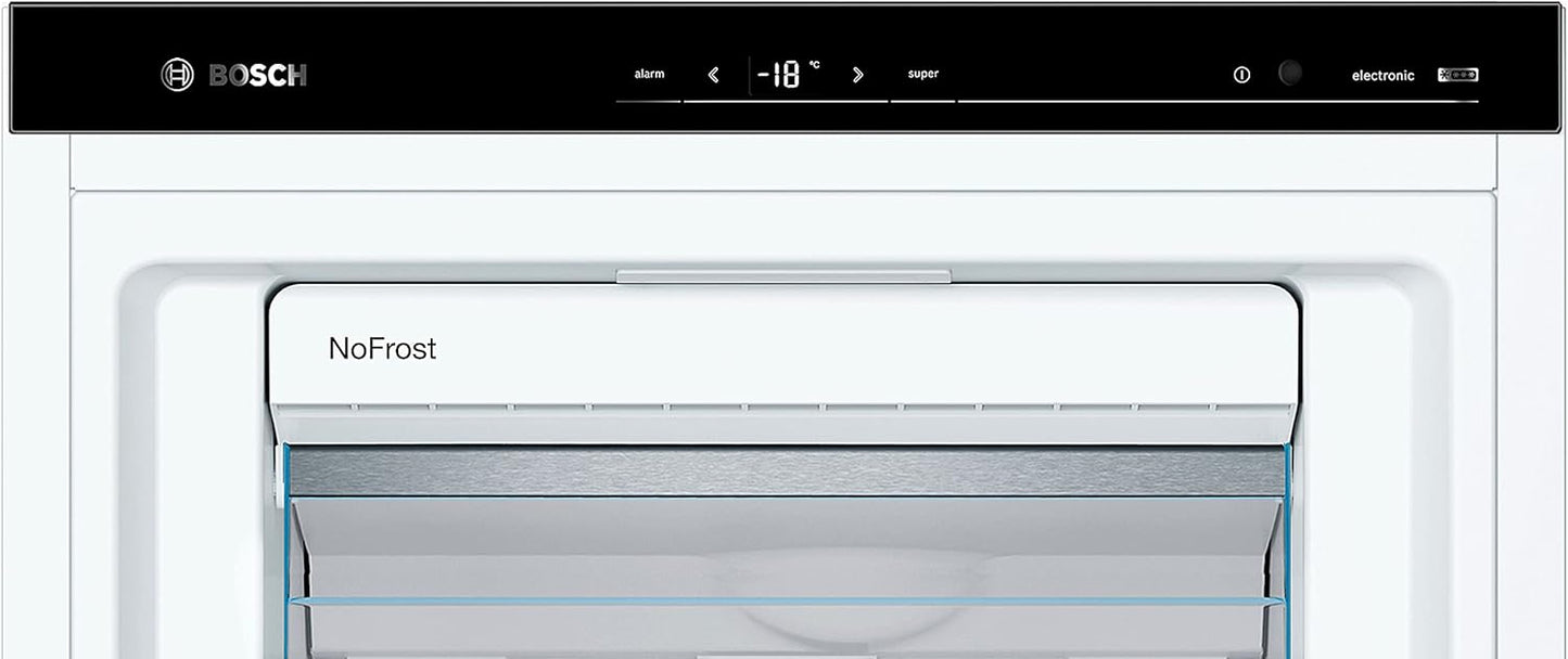 Bosch GSN51AWCV Serie 6 - Congelador independiente, 161 x 70 cm, 175 kWh por año, color blanco, 290 L, tamaño XXL, iluminación LED, VarioZone, NoFrost