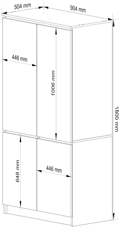 Armario AKORD S90 Roble Artisan 90 cm 4 puertas frente en color Blanco 90x51x180 cm